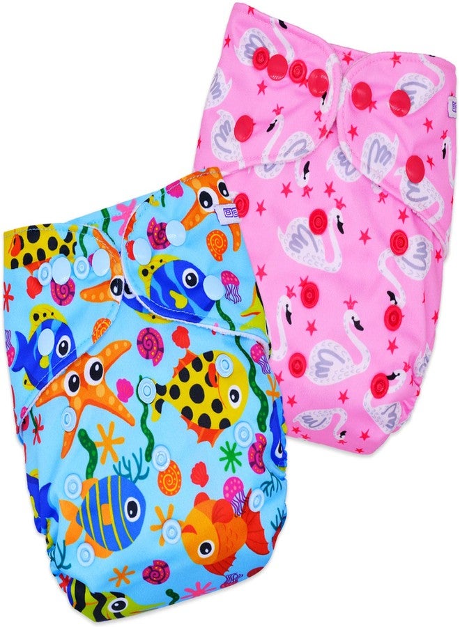 Bembika Baby Pocket Cloth Diapers Without Inserts, Reusable Cloth Diapers Washable Fitted Diapers One Size Adjustable Reusable for Baby Girls and Boys (2 Combo) (No Inserts Included)2X - Image 1