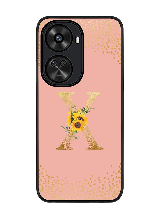 Stylizedd Rugged Black edge case for Huawei nova 12 SE / Huawei nova 11 SE 4G,Slim fit Custom Monogram Initial Letter Floral Pattern Alphabet - X (Rose Pink)  - Image 1