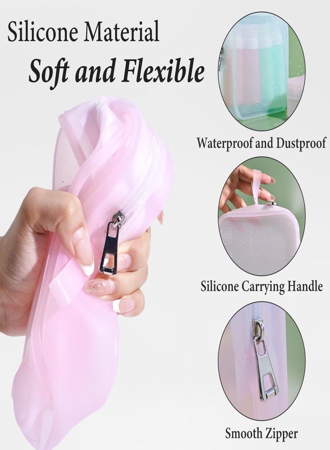 WisePoint Small Toiletry Bag, Silicone Cosmetic Bag Travel Toiletry Bag for Women and Men, Waterproof Toiletry Bags Makeup Organizer Travel Makeup Bag with Zipper for Travel, Swimming (pink) - Image 3