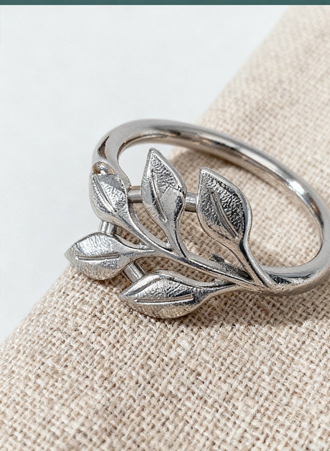 هابي دي طقم حلقات مناديل خريفية جميلة مكون من 10 قطع: حلقات المناديل الفضية اللافتة للنظر تتلألأ بتشطيب أنيق للمناسبات السنوية وأعياد الميلاد. ستضيف هذه الحلقات الخريفية لمسة من الأناقة لأي ديكور طاولة. - Image 4