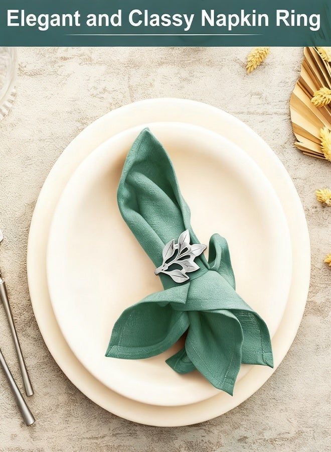 هابي دي طقم حلقات مناديل خريفية جميلة مكون من 10 قطع: حلقات المناديل الفضية اللافتة للنظر تتلألأ بتشطيب أنيق للمناسبات السنوية وأعياد الميلاد. ستضيف هذه الحلقات الخريفية لمسة من الأناقة لأي ديكور طاولة. - Image 3