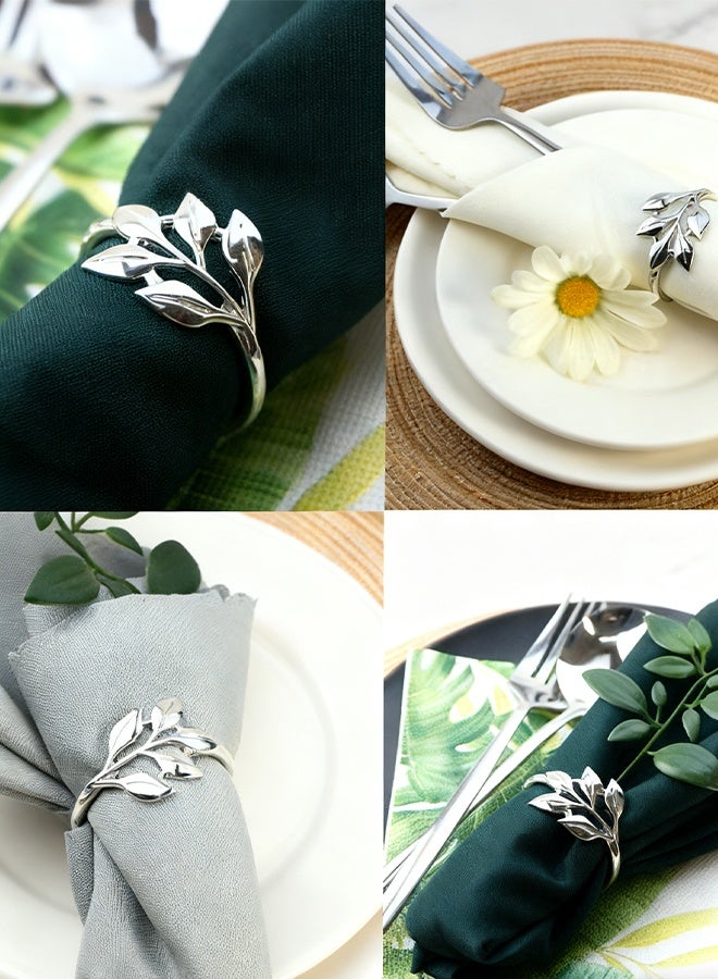 هابي دي طقم حلقات مناديل خريفية جميلة مكون من 10 قطع: حلقات المناديل الفضية اللافتة للنظر تتلألأ بتشطيب أنيق للمناسبات السنوية وأعياد الميلاد. ستضيف هذه الحلقات الخريفية لمسة من الأناقة لأي ديكور طاولة. - Image 2