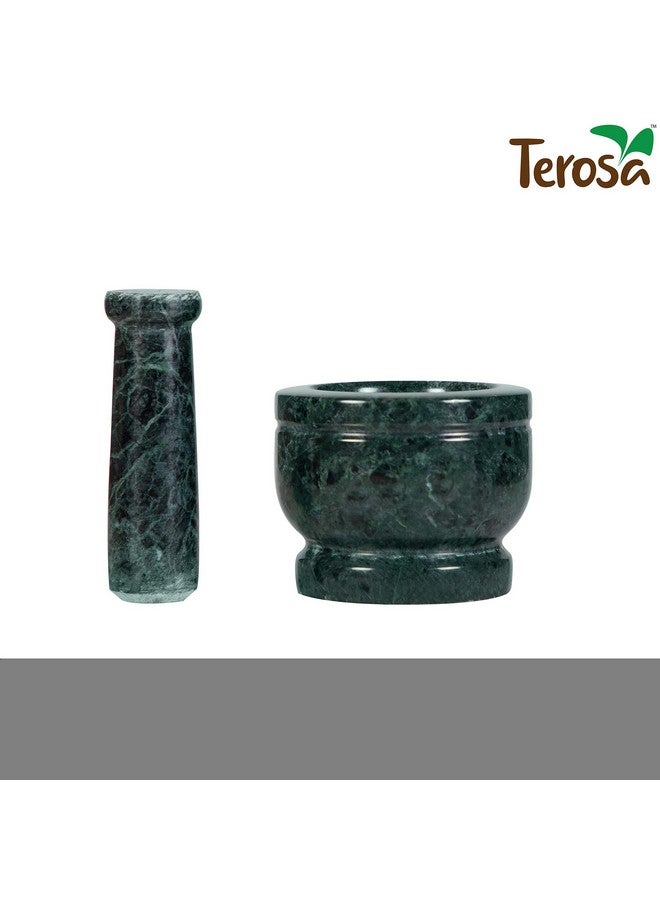 Terosa طقم مدقة وهاون تيروزا أواسي الأخضر أو أوكلي موسال أو خرال أو إيدي كالو أو خال موسال أو خالباتا أو مطحنة التوابل - 4 إنش - رخام - Image 2
