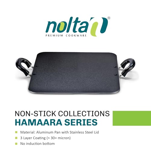 nolta ISI Certified Large Rectangle Tawa for Roti/Dosa, 1yr Replace Guarantee, Non-Toxic PFOA Free Nonstick 3 Layer Coating, Sturdy Pathiri Pan (36x34cm) - Image 2