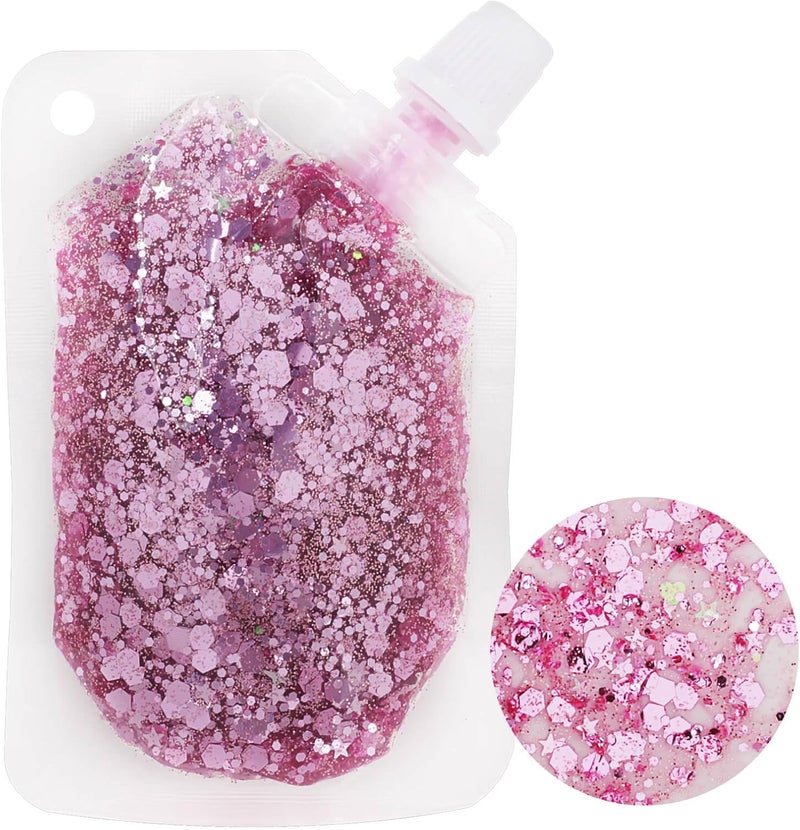 MEICOLY Light Pink Body Glitter - Mermaid Sequins Face & Body Glitter Gel, Chunky Glitter Paint, Holographic Glitter for Face, Body, Hair, Eye & Lip, Sparkly Body Glitter for Women & Kids