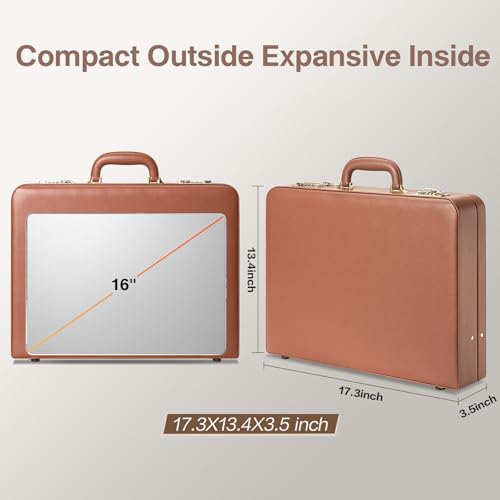 LOCKCURX Briefcases for Men, Anti-Theft Dual Lock Briefcase with 16 Inch Laptop Compartment, Waterproof Faux Leather, Brief Cases Men with Multi File Organizer, Perfect for Office, Travel (Brown) - Image 4
