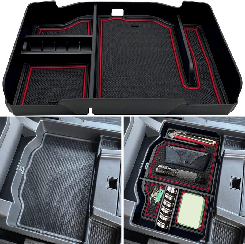 JOJOMARK Center Console Organizer fits for Dodge RAM 2025 2024 2023 2022 2021 2020 2019 1500 2500 3500 Accessories Interior Storage Box Armrest Storage Tray Red
