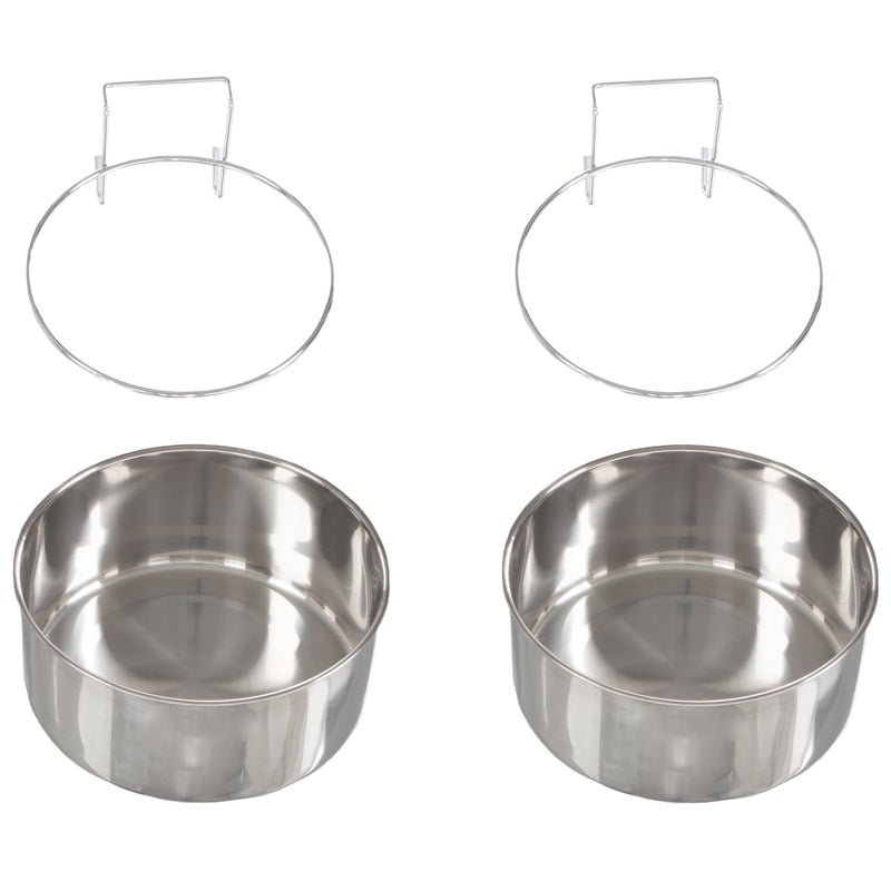 PETMAKER Set of 2 Stainless-Steel Dog Bowls - Cage, Kennel, and Crate Hanging Pet Bowls for Food and Water - 50.4oz Each and Dishwasher Safe by PETMAKER - Image 1