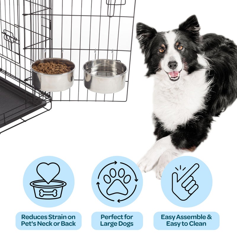 PETMAKER Set of 2 Stainless-Steel Dog Bowls - Cage, Kennel, and Crate Hanging Pet Bowls for Food and Water - 50.4oz Each and Dishwasher Safe by PETMAKER - Image 3