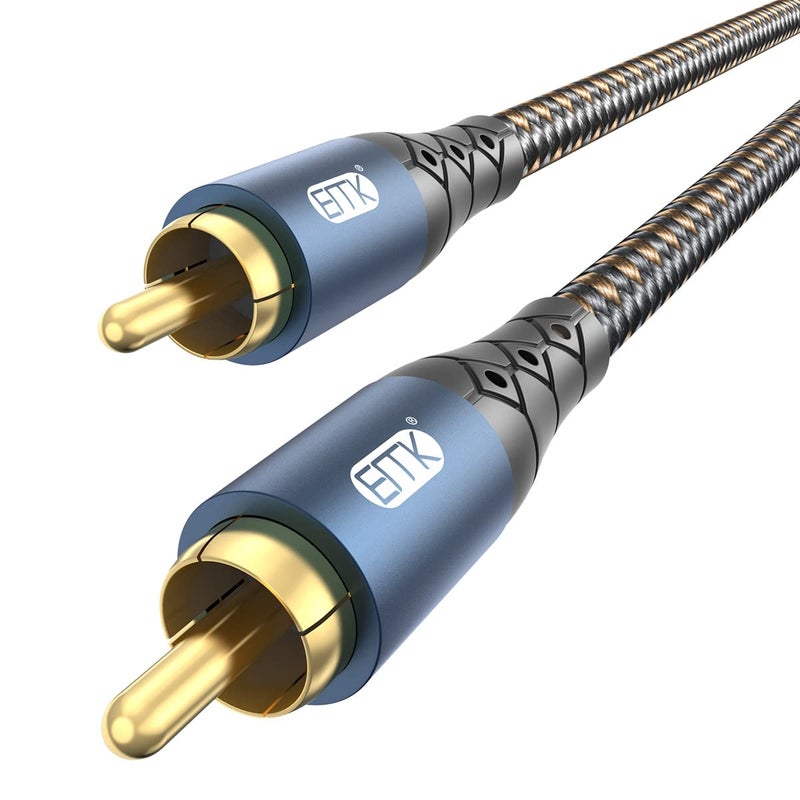 EMK Subwoofer Cable RCA to RCA Audio Cable 24K Gold-Plated Nylon Braided Double Shielded Digital Analogue Supports Amplifiers,Home Theater,Hi-Fi Systems,Subwoofer(6.6ft/2m) - Image 1