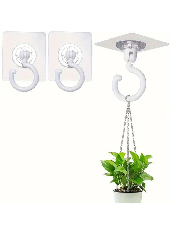 Black Rotating Ceiling Hook 360 Degree No Drill Adhesive Hanger For Wind Chimes Plants - Image 2