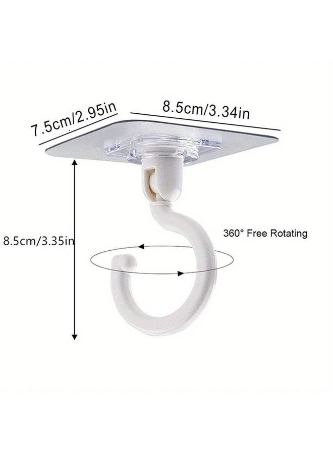 Black Rotating Ceiling Hook 360 Degree No Drill Adhesive Hanger For Wind Chimes Plants - Image 4