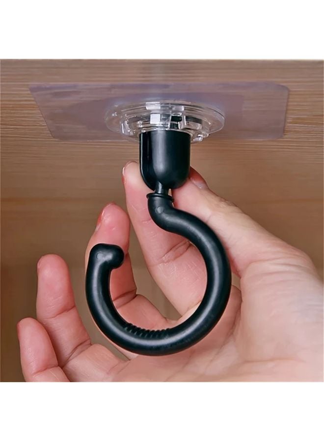 Black Rotating Ceiling Hook 360 Degree No Drill Adhesive Hanger For Wind Chimes Plants - Image 1
