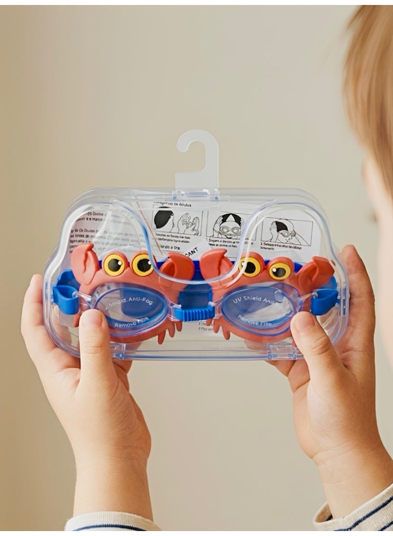 Sainteve Kids Crab Swim Goggles with Protective Case - Anti-Fog & UV Shield, Leak-Free Silicone Swim Glasses for Boys & Girls - Image 4