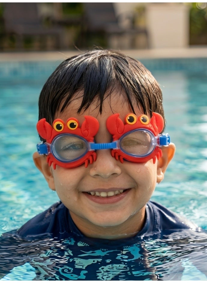 Sainteve Kids Crab Swim Goggles with Protective Case - Anti-Fog & UV Shield, Leak-Free Silicone Swim Glasses for Boys & Girls - Image 2