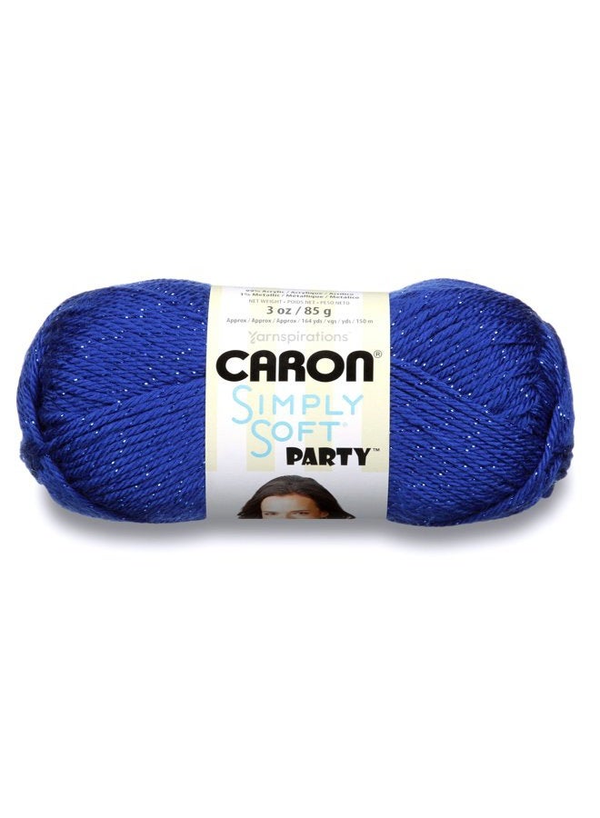 CARON Simply Soft Party Yarn, 3 oz, Medium Worsted 4 Gauge, Royal - For Crochet, Knitting & Crafting - Image 1