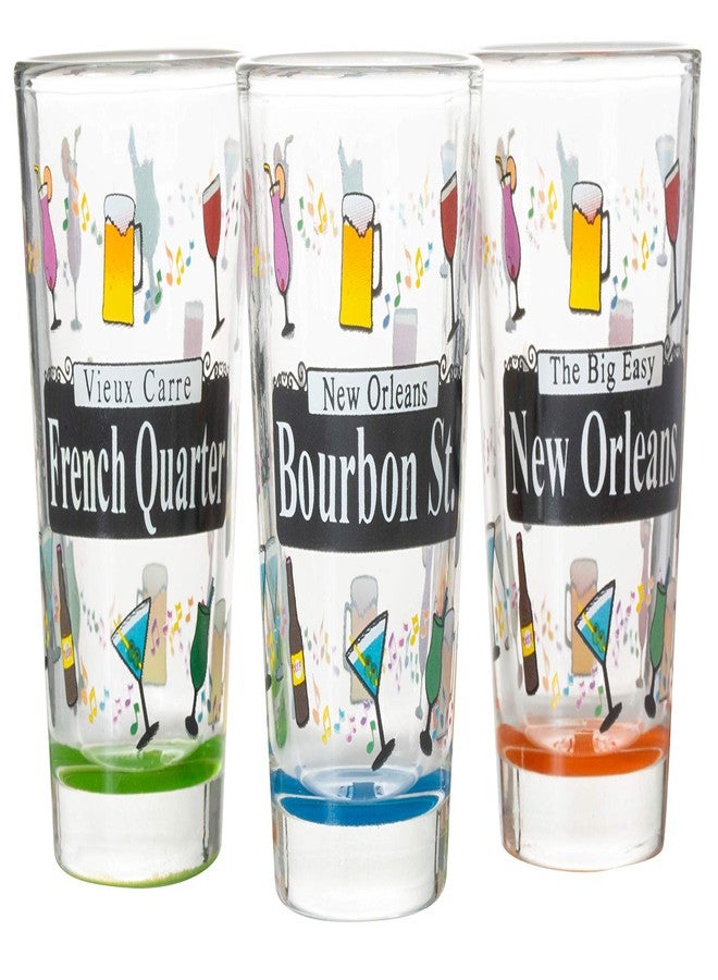 Artisan Owl Set of 3 New Orleans Street Sign Mardi Gras Souvenir Shot Glasses - Image 1
