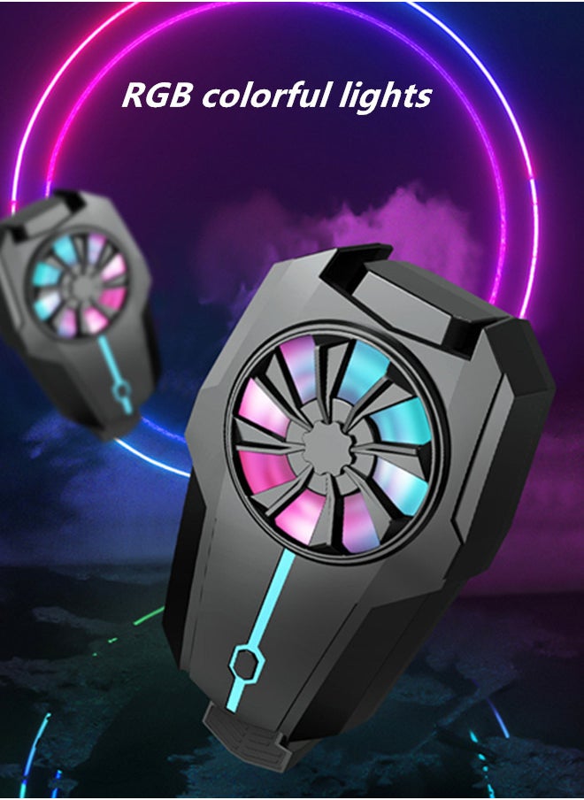 Generic - Mobile Phone Cooler, Cell Phone Cooling Fan with 3 Wind Speeds  for Gaming,Cell Phone Radiator Heatsink with with RGB Light for iPhone Android Smartphones,Live Streaming Mobile Gaming,Rechargeable - Image 1