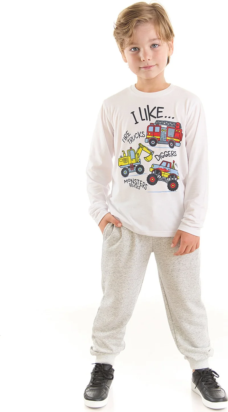 Denokids Construction Vehicles Boy T-Shirt Pants Set