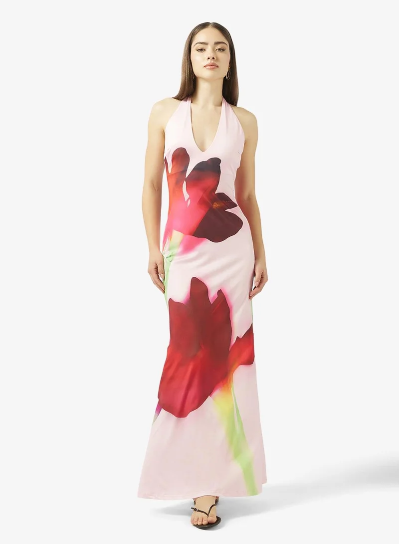 Ginger Halter Neck Floral Bodycon Dress