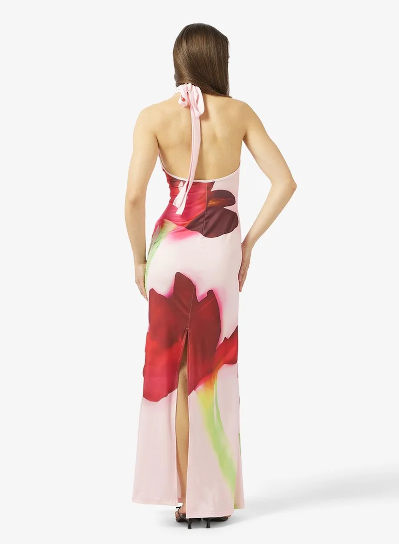 Ginger Halter Neck Floral Bodycon Dress