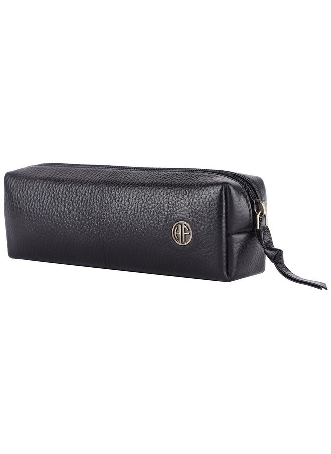 HAMMONDS FLYCATCHER - HAMMONDS FLYCATCHER Leather Utility Pouch - Multi-Use Genuine Leather Pencil Case, Cosmetic Pouch, Stationery Pouch, Coin Pouch, Makeup Brush Pouch for Women & Men - School & Office Organizer - Black - Image 1