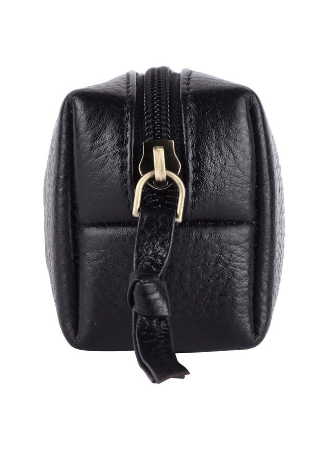 HAMMONDS FLYCATCHER - HAMMONDS FLYCATCHER Leather Utility Pouch - Multi-Use Genuine Leather Pencil Case, Cosmetic Pouch, Stationery Pouch, Coin Pouch, Makeup Brush Pouch for Women & Men - School & Office Organizer - Black - Image 1