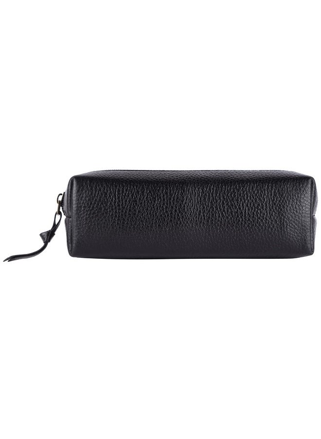 HAMMONDS FLYCATCHER - HAMMONDS FLYCATCHER Leather Utility Pouch - Multi-Use Genuine Leather Pencil Case, Cosmetic Pouch, Stationery Pouch, Coin Pouch, Makeup Brush Pouch for Women & Men - School & Office Organizer - Black - Image 1