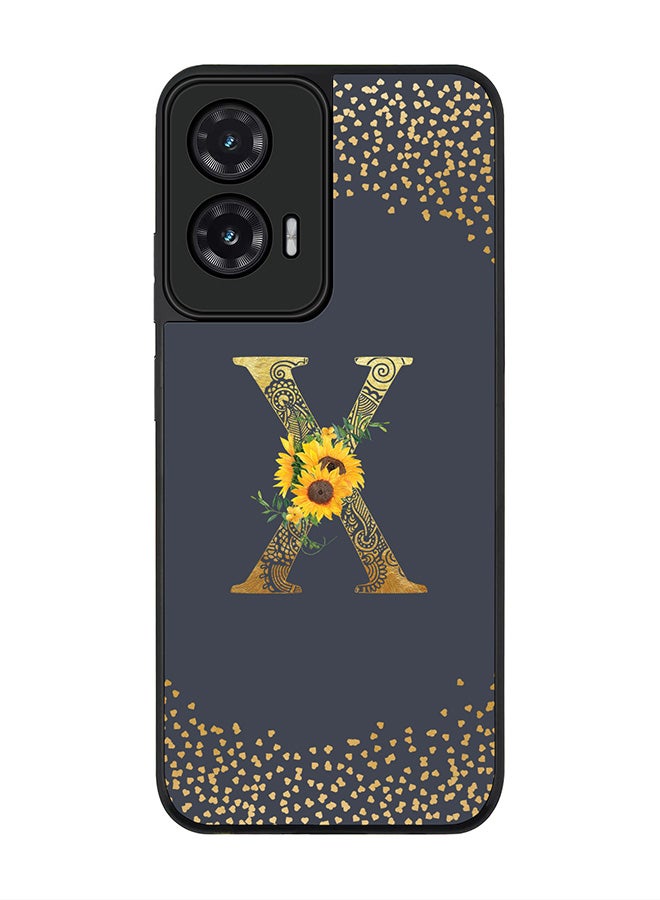 Stylizedd For Motorola Moto G35 Case,Slim fit Camera Protection, Shockproof Thin Phone cover  - Custom Floral Monogram - X  (Grey )