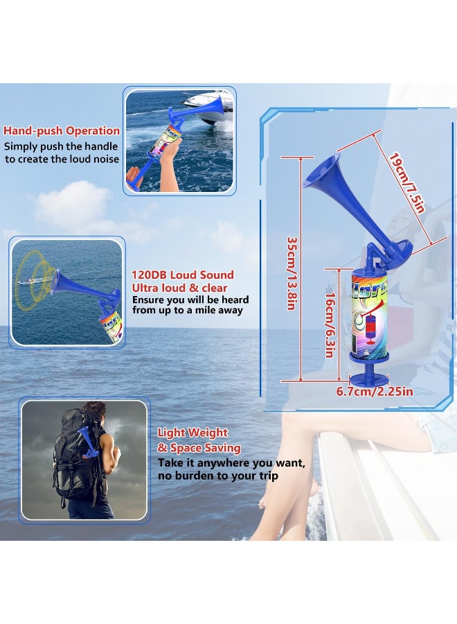 Generic Handheld Air Horn, Super Loud Noisemakers Bear Horn Self Defense Reusable Air Pump Horns Sports and Marine Signal Safety Alarm Horn for Boating, Sports Events, Graduation, Birthday Parties (BLUE)  - Image 4