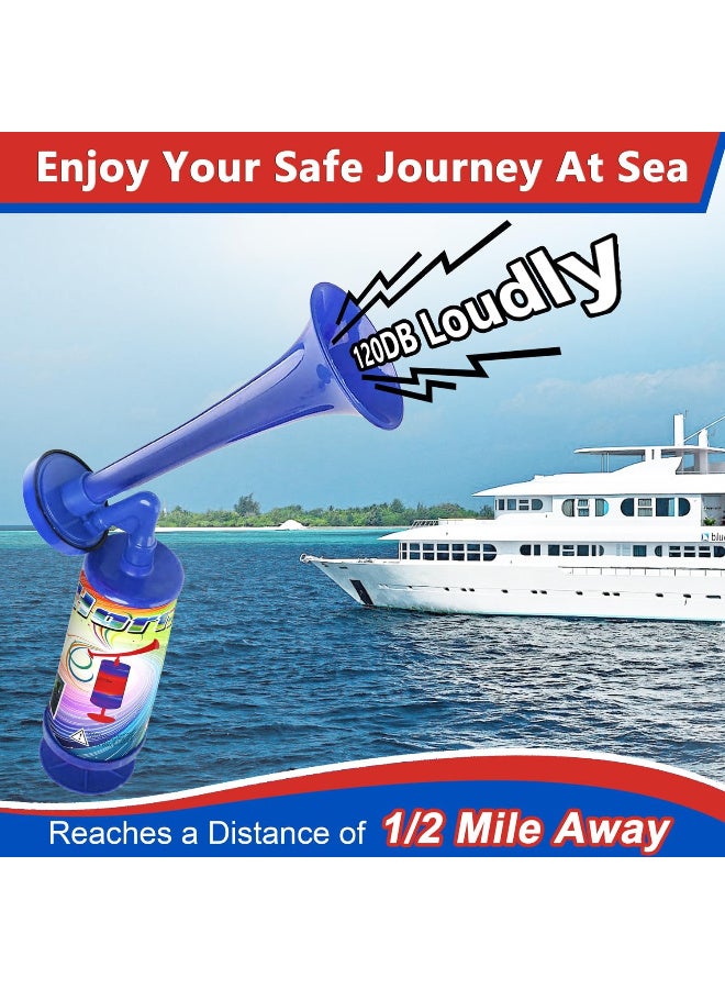 Generic Handheld Air Horn, Super Loud Noisemakers Bear Horn Self Defense Reusable Air Pump Horns Sports and Marine Signal Safety Alarm Horn for Boating, Sports Events, Graduation, Birthday Parties (BLUE)  - Image 2