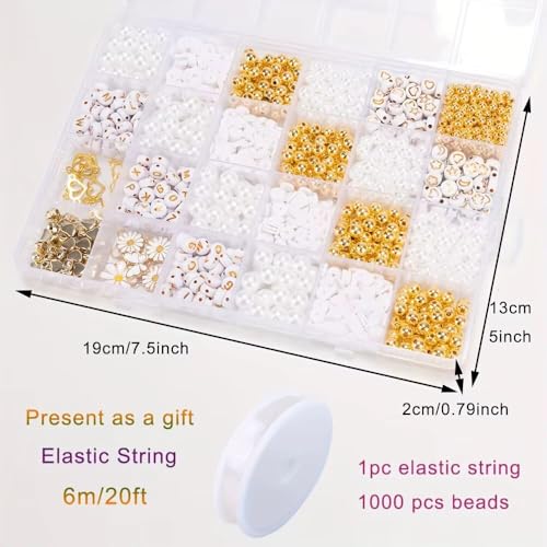 Guellix Kids DIY Jewelry Making Kit Unicorn Theme | Plastic Beads Craft Set with Golden Daisy Mix | Bracelet Necklace Making Kit for Girls Ages 4-7 | Creative Art & Craft Gift Set - Image 3
