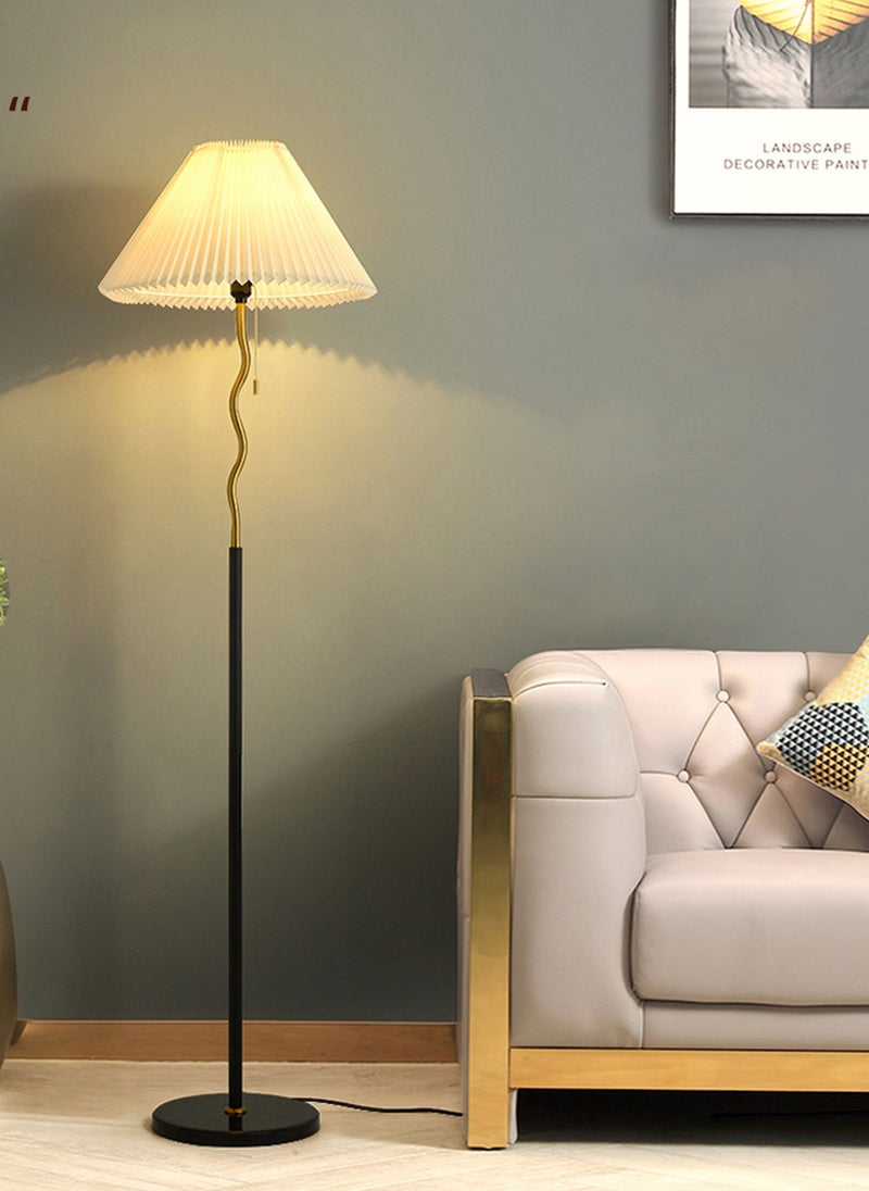 Sharpdo Warm Light Living Room and Bedroom Retro Style Pleated Floor Lamp, Zipper Switch Vertical Floor Lamp - Image 1