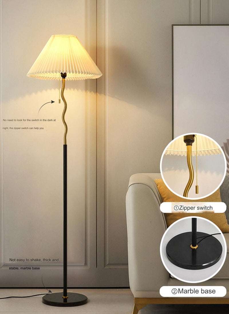 Sharpdo Warm Light Living Room and Bedroom Retro Style Pleated Floor Lamp, Zipper Switch Vertical Floor Lamp - Image 3