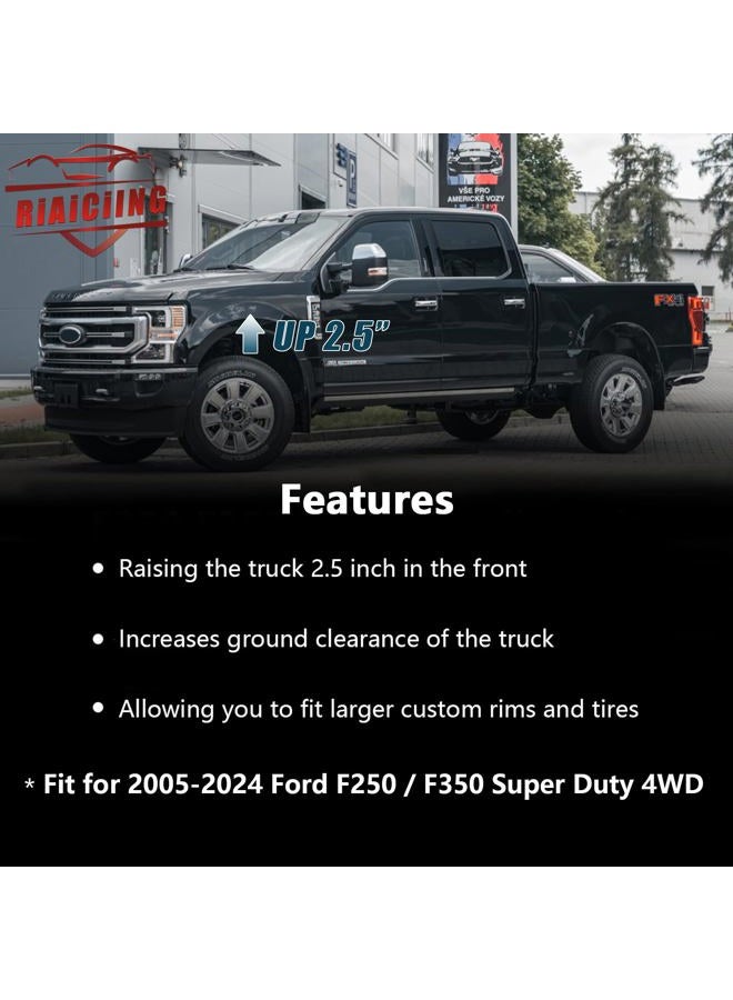 RiAiCiING 2.5" Front Leveling Kit Fit for 2005-2023 Ford F250 F350 Super Duty 4WD Steel Coil Spring Spacers with Shock Extenders - Image 2