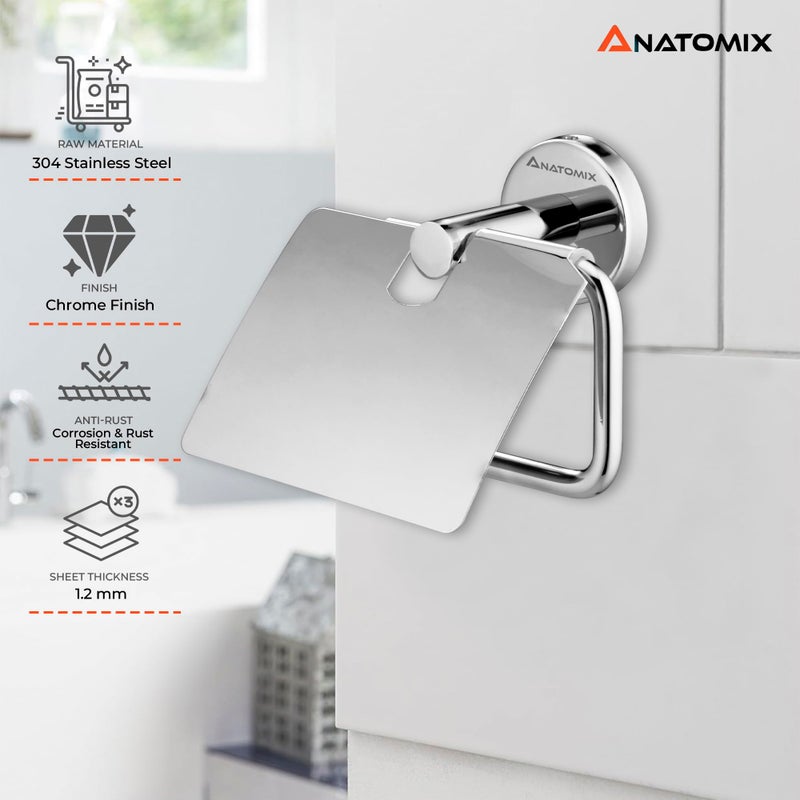Anatomix Ozone Stainless Steel, Toilet Paper Roll Holder for Bathroom/Toilet Tissue Roll Holder - Pack 2 Wall Mounted - Image 2