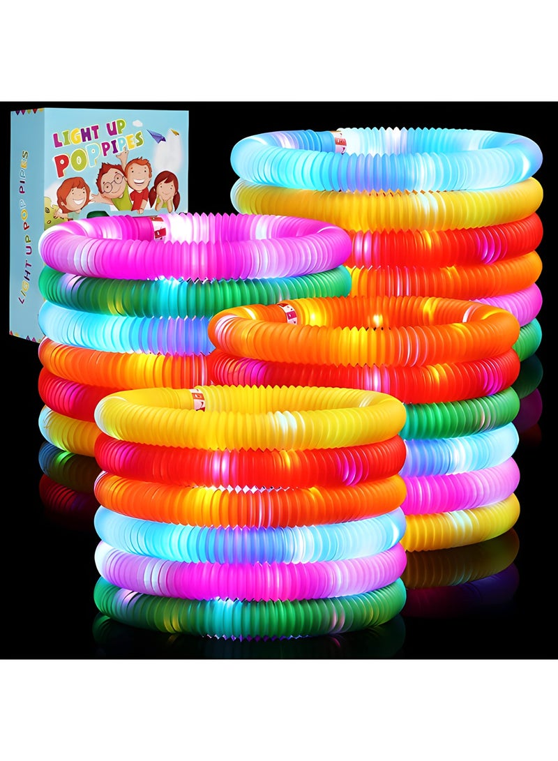 MAGIC VAULT لعبة تضيء البوب فيدجيت تيوب للأطفال، لعبة حسية مكونة من 6 قطع من حشوات السلال للحفلات، أنبوب بوب LED للمهارات الحركية الدقيقة، لعبة فيدجيت، تتوهج في الظلام، لوازم الحفلات، هدية العودة لعيد ميلاد الأطفال - Image 1