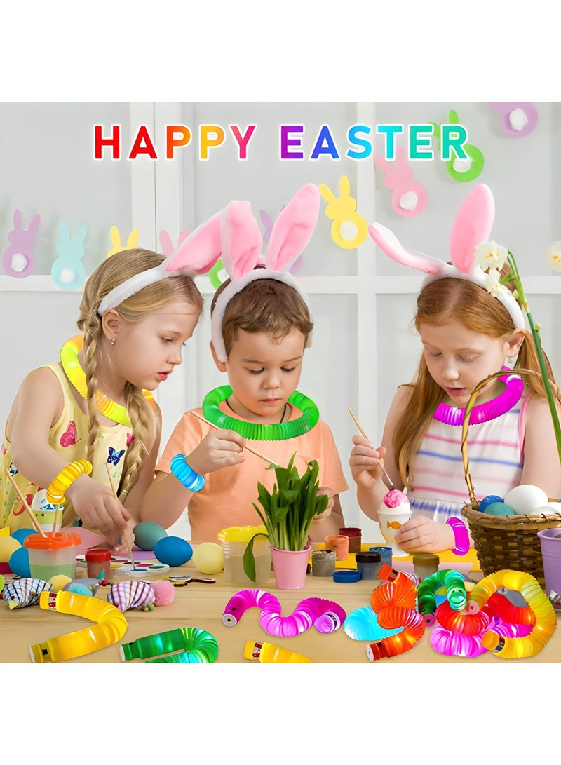 MAGIC VAULT لعبة تضيء البوب فيدجيت تيوب للأطفال، لعبة حسية مكونة من 6 قطع من حشوات السلال للحفلات، أنبوب بوب LED للمهارات الحركية الدقيقة، لعبة فيدجيت، تتوهج في الظلام، لوازم الحفلات، هدية العودة لعيد ميلاد الأطفال - Image 2