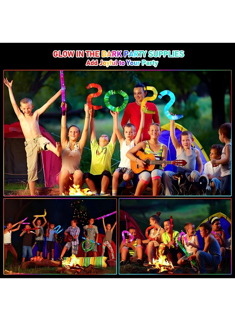 MAGIC VAULT لعبة تضيء البوب فيدجيت تيوب للأطفال، لعبة حسية مكونة من 6 قطع من حشوات السلال للحفلات، أنبوب بوب LED للمهارات الحركية الدقيقة، لعبة فيدجيت، تتوهج في الظلام، لوازم الحفلات، هدية العودة لعيد ميلاد الأطفال - Image 3