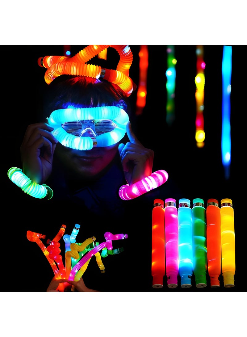 MAGIC VAULT لعبة تضيء البوب فيدجيت تيوب للأطفال، لعبة حسية مكونة من 6 قطع من حشوات السلال للحفلات، أنبوب بوب LED للمهارات الحركية الدقيقة، لعبة فيدجيت، تتوهج في الظلام، لوازم الحفلات، هدية العودة لعيد ميلاد الأطفال - Image 4