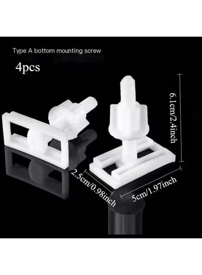 Universal White Toilet Seat Hinge Fastener Kit 4pcs Rust Resistant Bottom Mount - Image 1