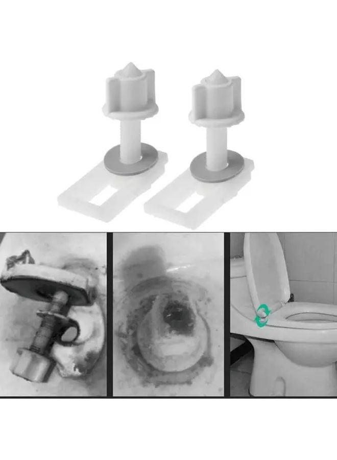 Universal White Toilet Seat Hinge Fastener Kit 4pcs Rust Resistant Bottom Mount - Image 4