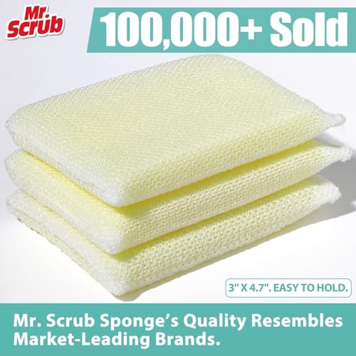 MR. SCRUB Sponges Kitchen Scrub Dish Sponge Scouring Pad, 6 Pads Cleaning Brush Dishwasher Soap Supplies, Dishwashing Dinnerware Towels Sink Pan Pot Cloth Rags Holder Bathroom Bathtub - Image 2