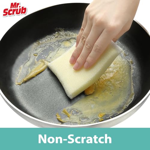 MR. SCRUB Sponges Kitchen Scrub Dish Sponge Scouring Pad, 6 Pads Cleaning Brush Dishwasher Soap Supplies, Dishwashing Dinnerware Towels Sink Pan Pot Cloth Rags Holder Bathroom Bathtub - Image 3