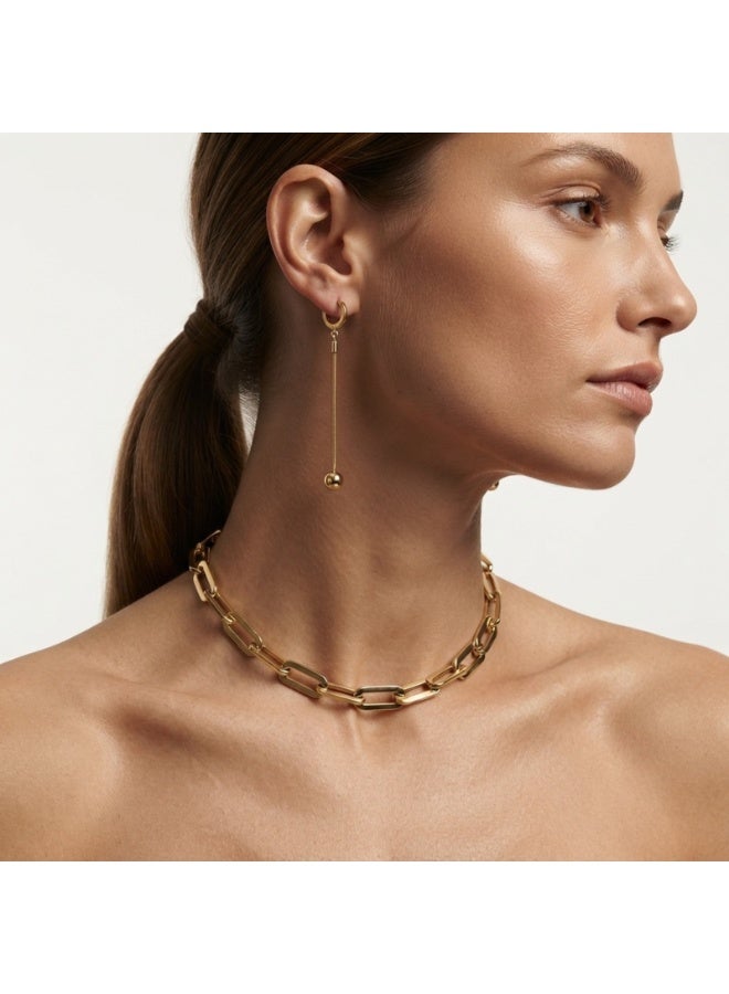 Julia Store 18K Gold Plated Stainless Steel Aesthetic Exquisite Luxury Elegant Dainty Cute Trendy Delicate Modern Lovely Ball Dangle Drop Thin Herringbone Snake Chain Hoop Earrings Jewelry Gift For Women - Image 4