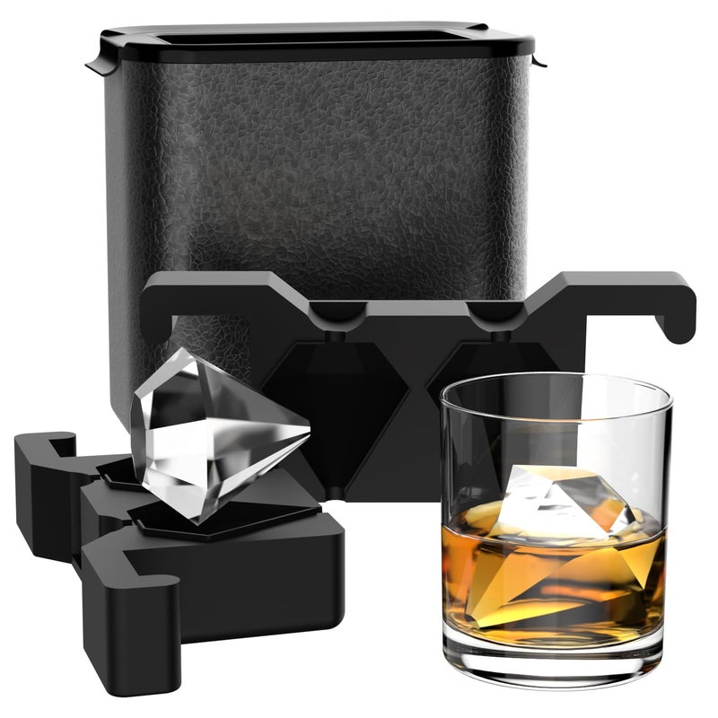Clear Diamond Ice Cube Tray Crystal Clear Ice Maker  Large Diamond Shape Ice Cube Maker for Whiskey Cocktails Bourbon
