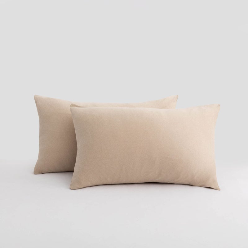 2Pack Stretch Pillow Cases  Jersey Knit  Envelope Closure Pillowcases with Ultra Soft TShirt Like Polyester Blend  Suitable for Queen or Standard Size Set of 2 Heather Taupe