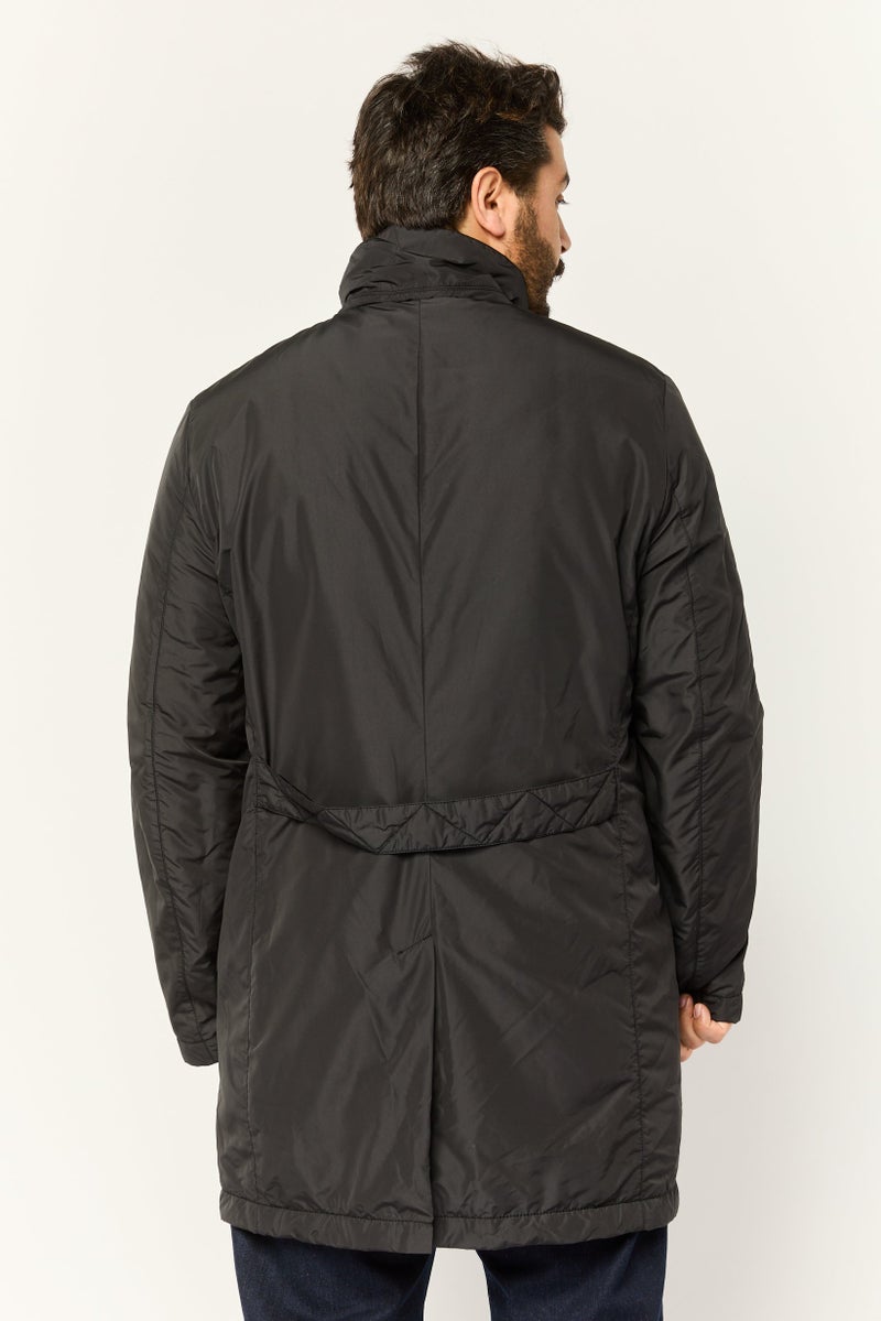 Trussardi Jeans Men Plain Full zip Windbreaker Jacket, Black - Image 4