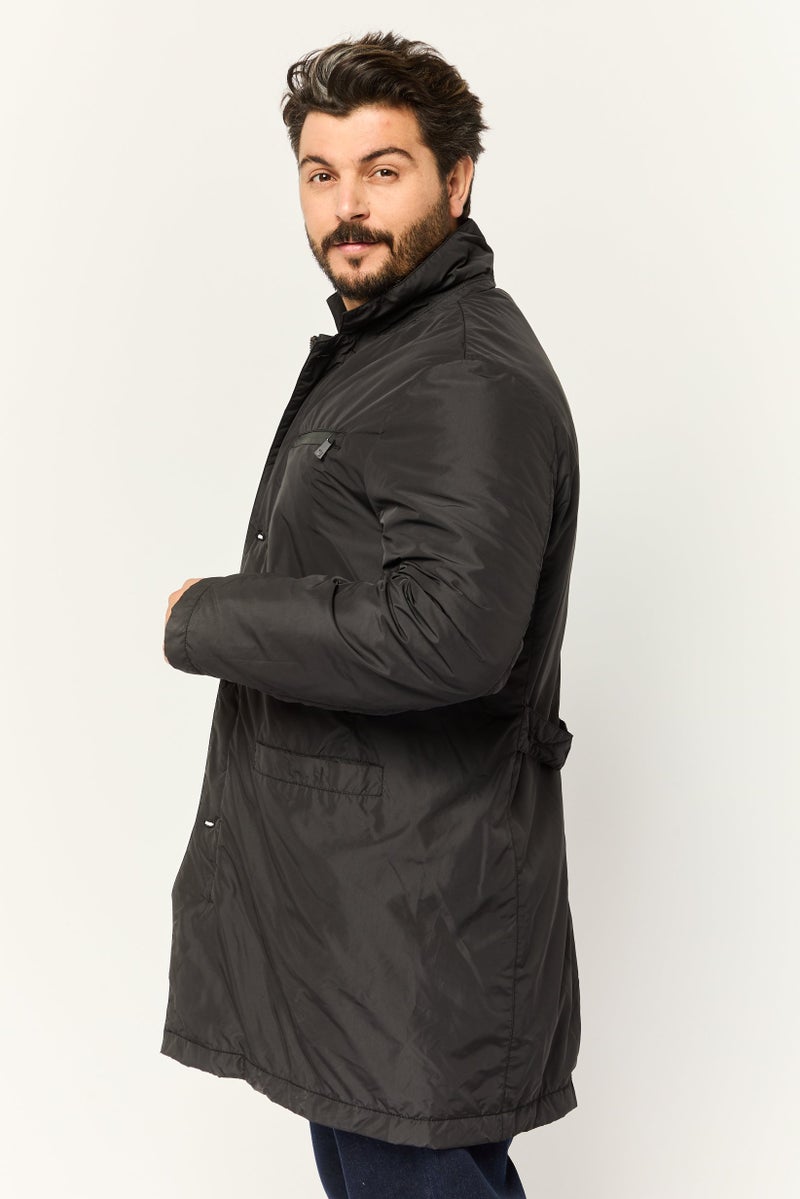 Trussardi Jeans Men Plain Full zip Windbreaker Jacket, Black - Image 3