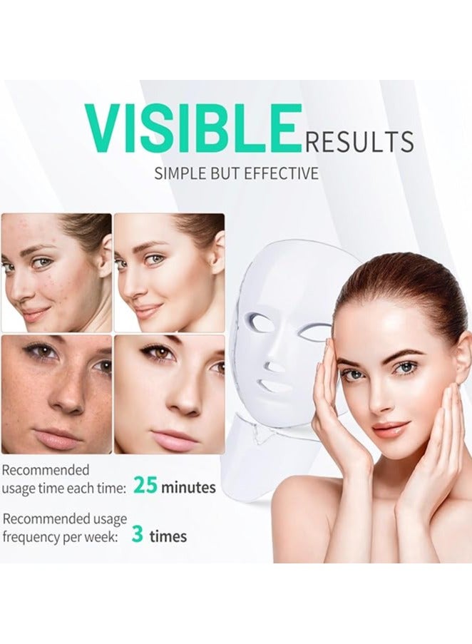 قناع وجه بإضاءة LED بـ7 ألوان لعلاج البشرة ، قناع للعناية بالبشرة مع الرقبة لصالونات التجميل والاستخدام المنزلي - Image 3